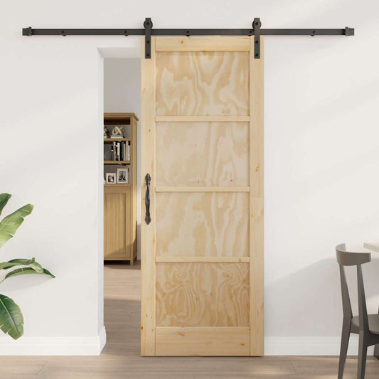 Schiebetür Natur und Schwarz 78 x 202 cm
