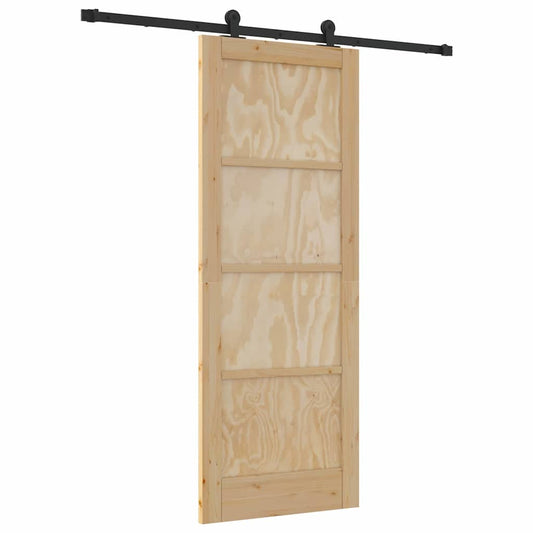 Schiebetür-Set Natur und Schwarz 78 x 202 cm