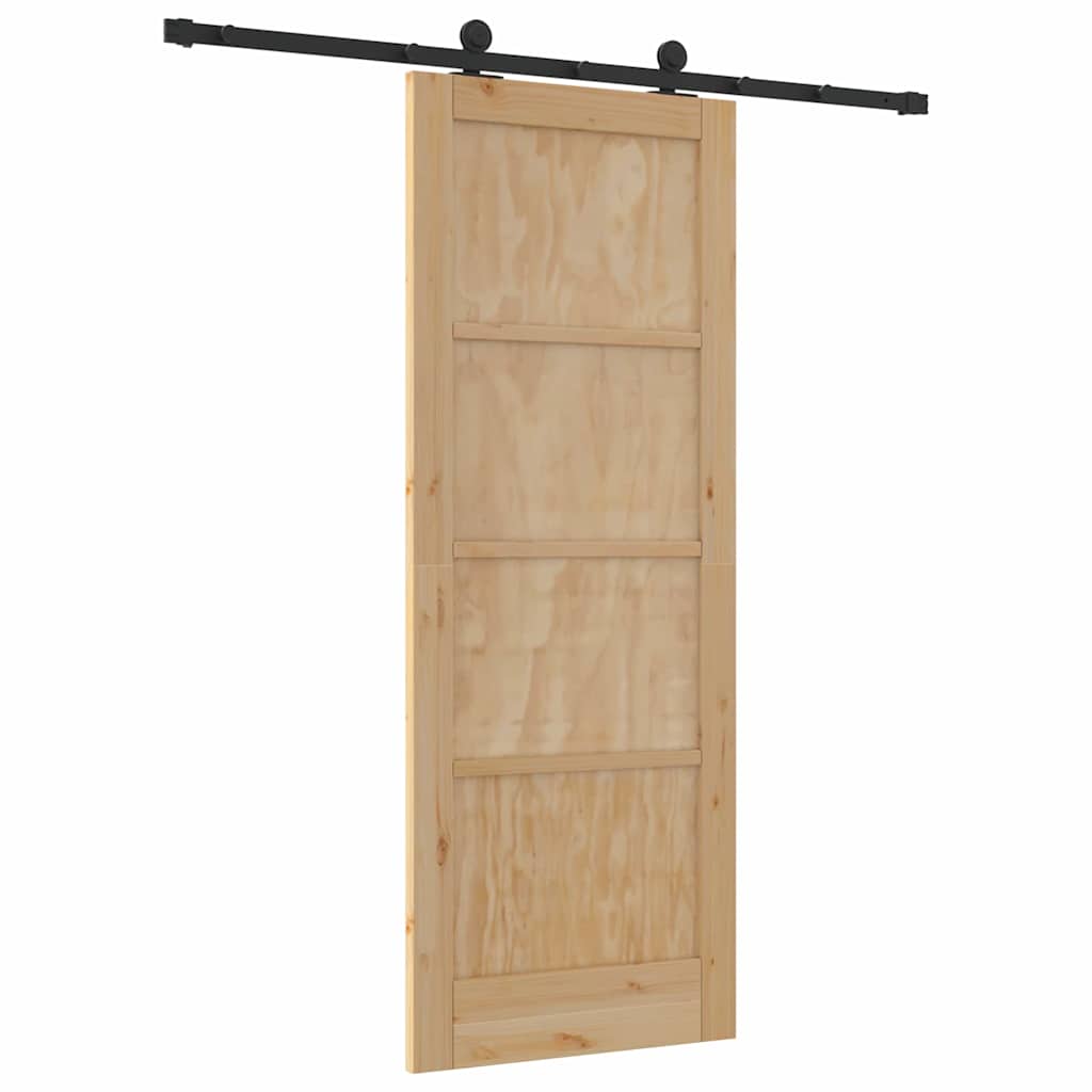 Schiebetür-Set Natur und Schwarz 78 x 202 cm