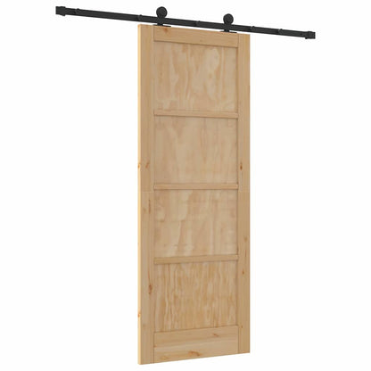 Schiebetür-Set Natur und Schwarz 78 x 202 cm