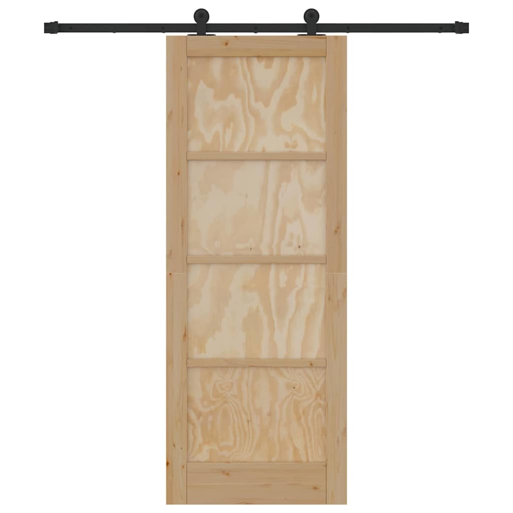 Schiebetür-Set Natur und Schwarz 78 x 202 cm