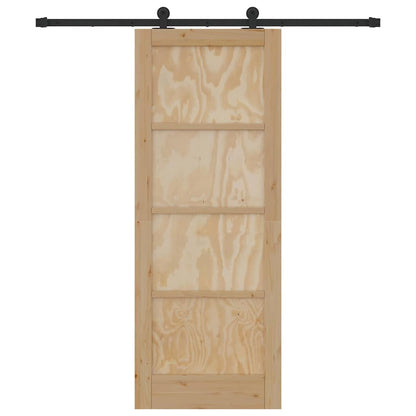Schiebetür-Set Natur und Schwarz 78 x 202 cm