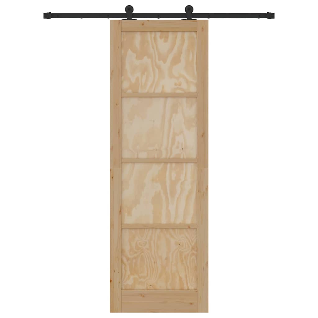 Schiebetür-Set Manuell Natur und Schwarz 78 x 232 cm