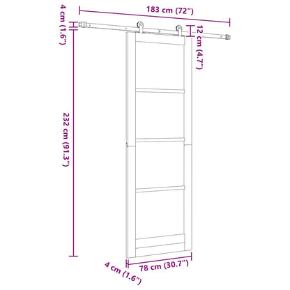 Schiebetür-Set Manuell Natur und Schwarz 78 x 232 cm