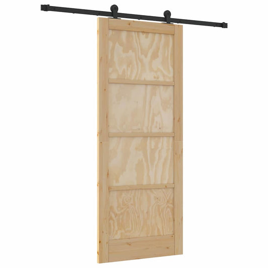 Schiebetür-Set Manuell Natur und Schwarz 83 x 202 cm