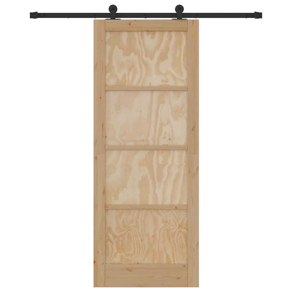 Schiebetür-Set Natur und Schwarz 83 x 211 cm