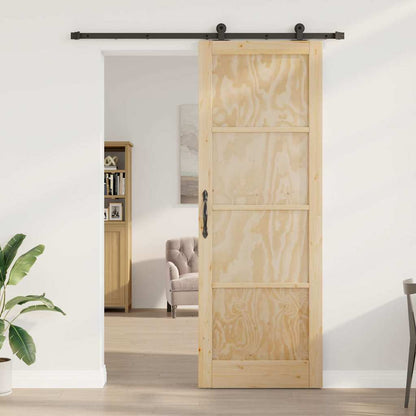 Schiebetür-Set Natur und Schwarz 83 x 232 cm