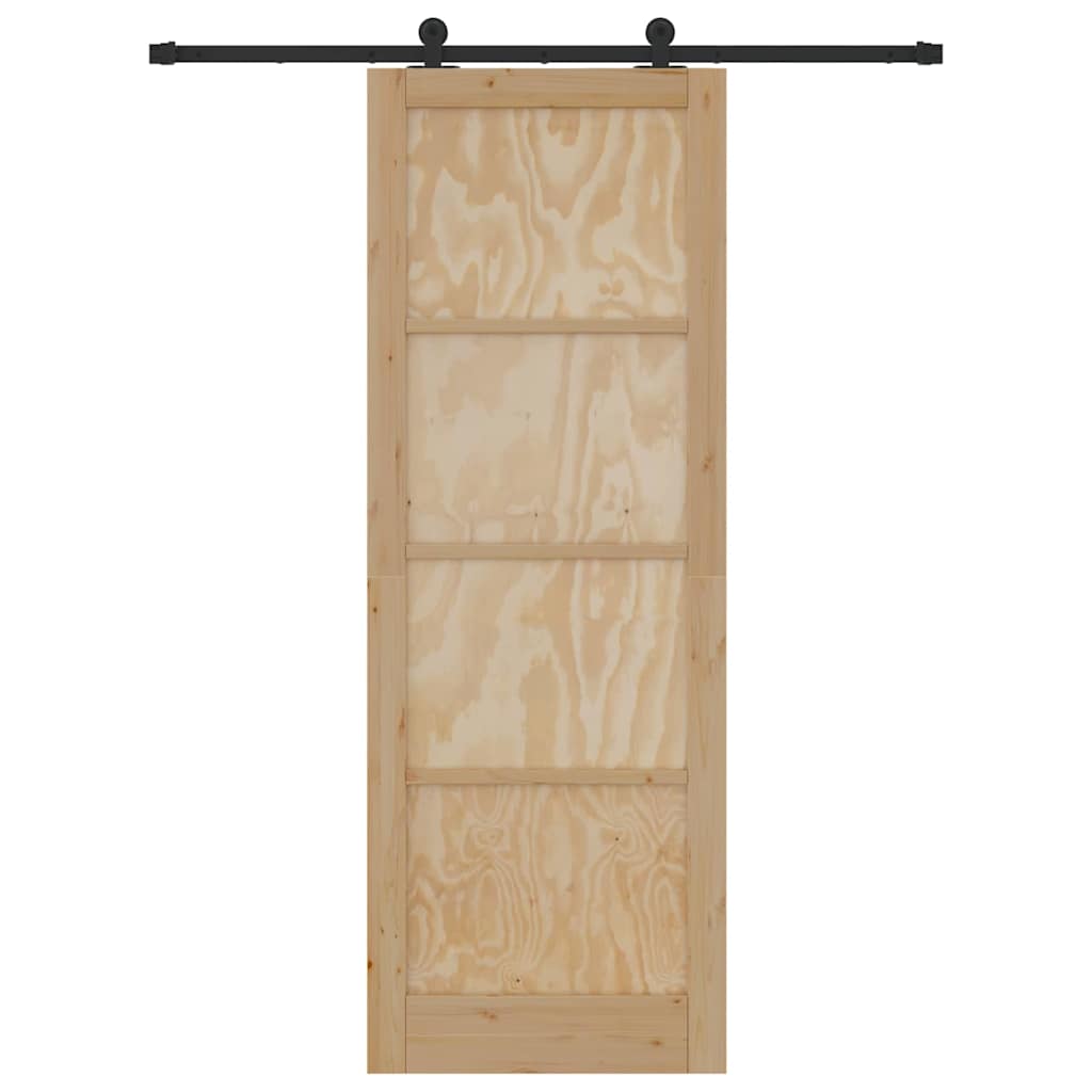 Schiebetür-Set Natur und Schwarz 83 x 232 cm