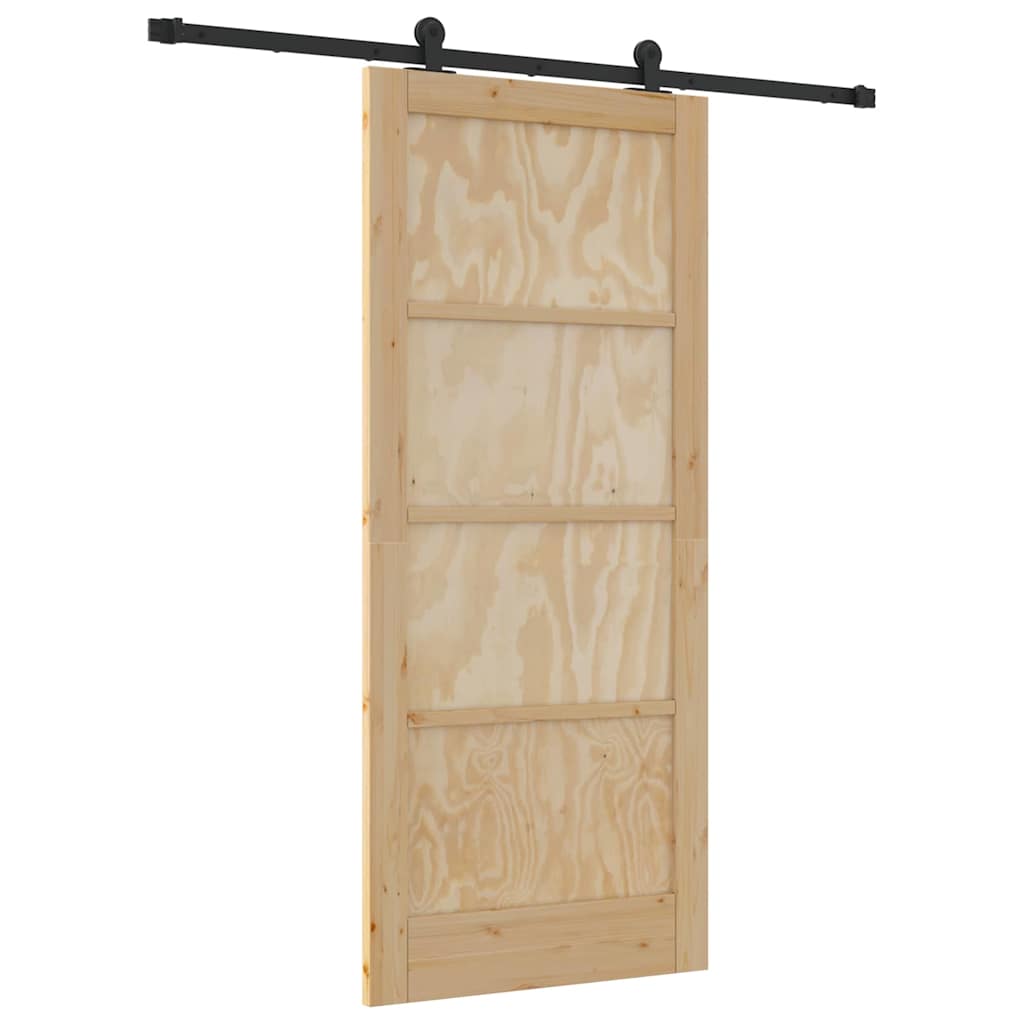 Schiebetür-Set Natur und Schwarz 86 x 198,5 cm