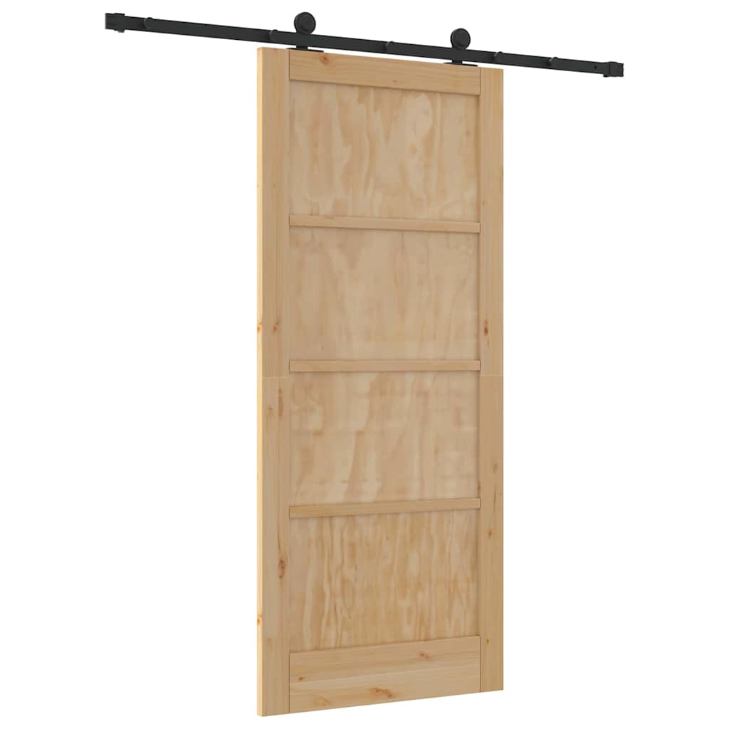 Schiebetür-Set Natur und Schwarz 86 x 198,5 cm