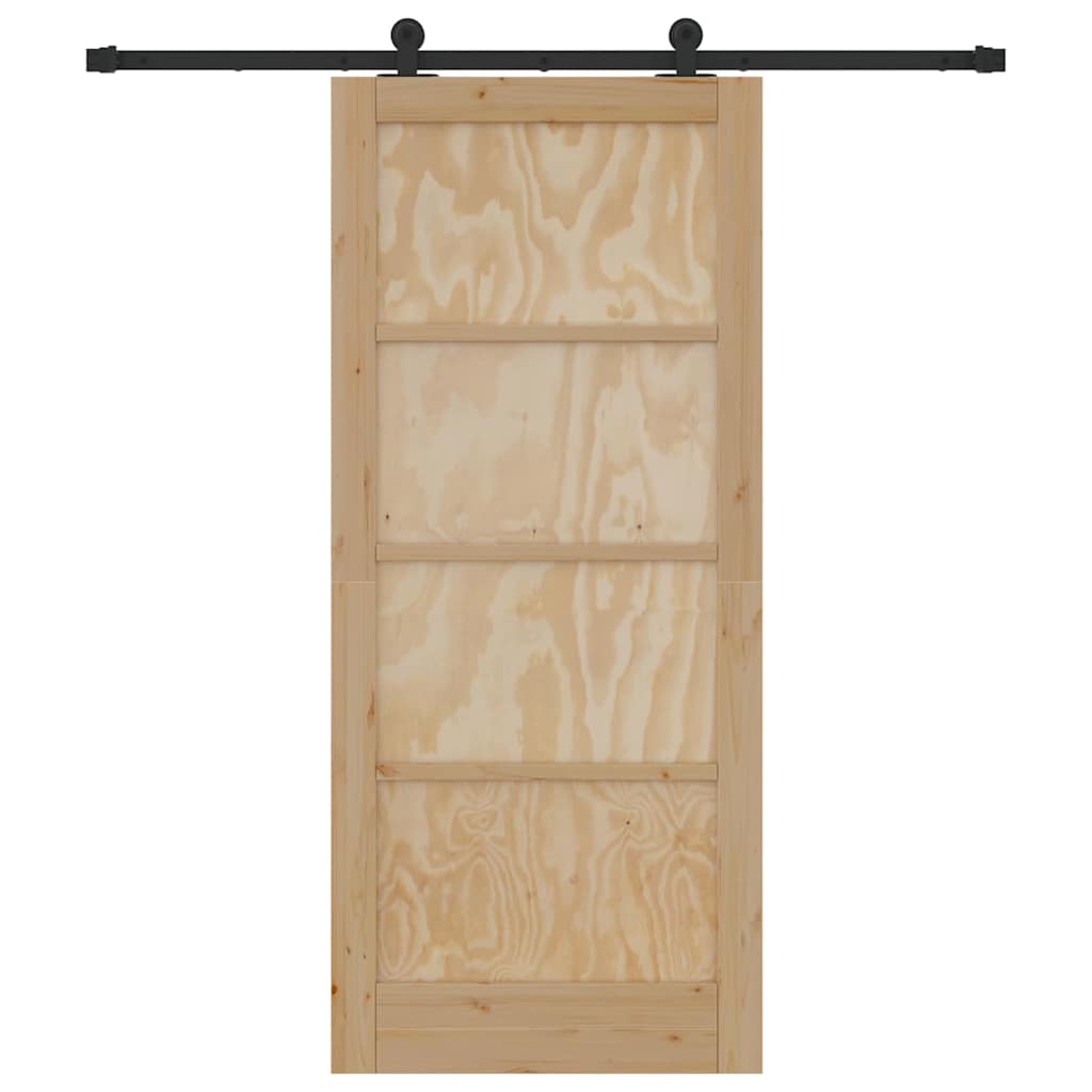 Schiebetür-Set Natur und Schwarz 86 x 198,5 cm