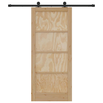 Schiebetür-Set Natur und Schwarz 86 x 198,5 cm