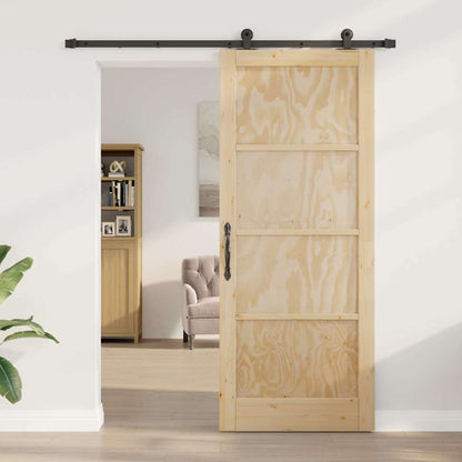 Schiebetür-Set Natur und Schwarz 86 x 211 cm