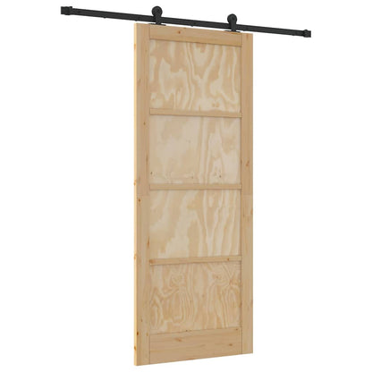 Schiebetür-Set Natur und Schwarz 86 x 211 cm