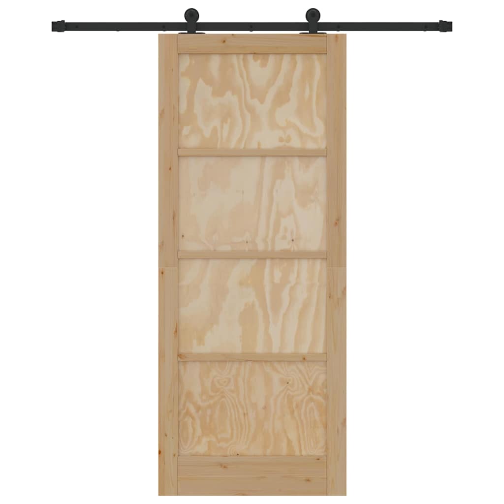 Schiebetür-Set Natur und Schwarz 86 x 211 cm