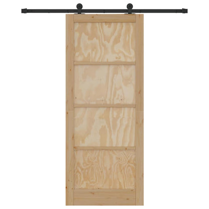 Schiebetür-Set Natur und Schwarz 86 x 211 cm
