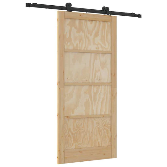 Schiebetür-Set Manuell Natur und Schwarz 93 x 202 cm