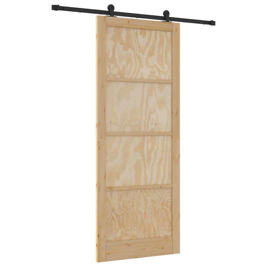 Schiebetür-Set Manuell Natur und Schwarz 93 x 232 cm