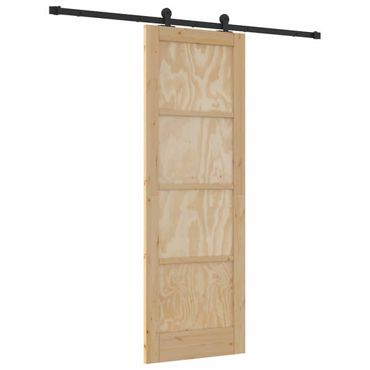 Schiebetür-Set Manuell Natur und Schwarz 73,5 x 211 cm