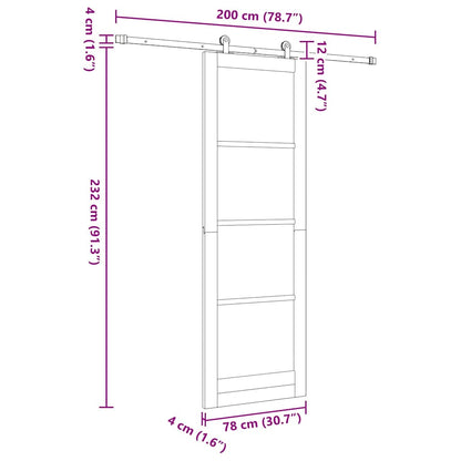 Schiebetür-Set Manuell Natur und Schwarz 78 x 232 cm