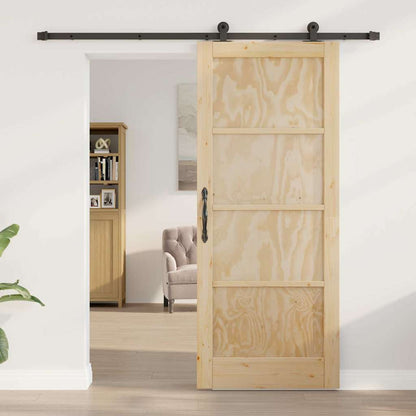 Schiebetür-Set Natur und Schwarz 83 x 202 cm