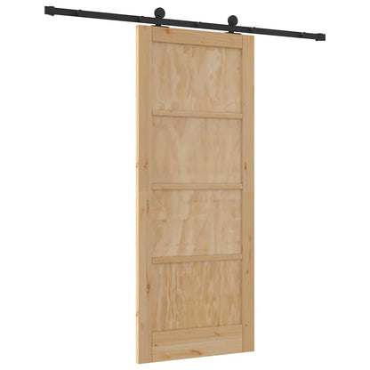 Schiebetür-Set Natur und Schwarz 83 x 202 cm