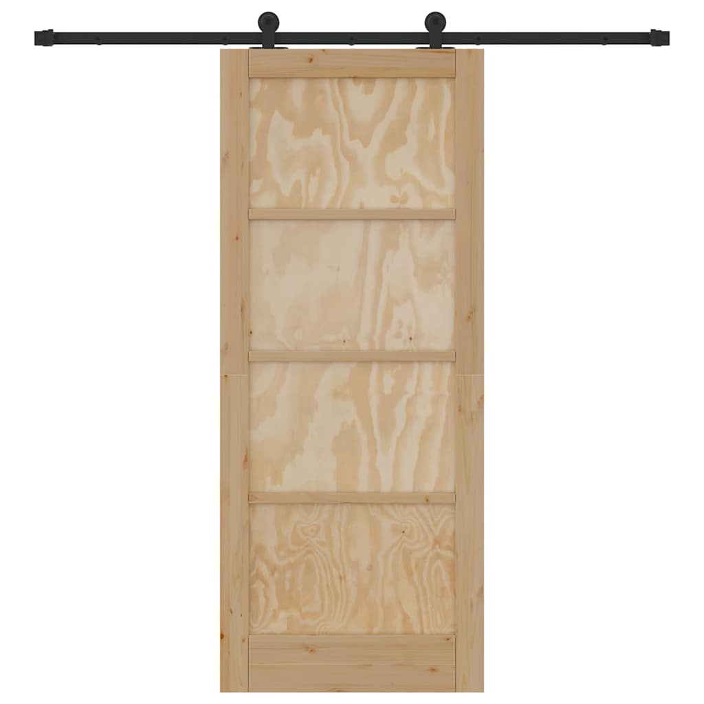 Schiebetür-Set Natur und Schwarz 83 x 202 cm