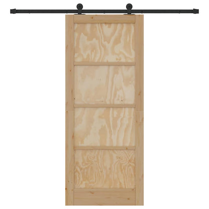 Schiebetür-Set Natur und Schwarz 83 x 202 cm