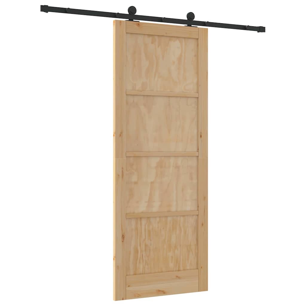 Schiebetür-Set Natur und Schwarz 83 x 211 cm