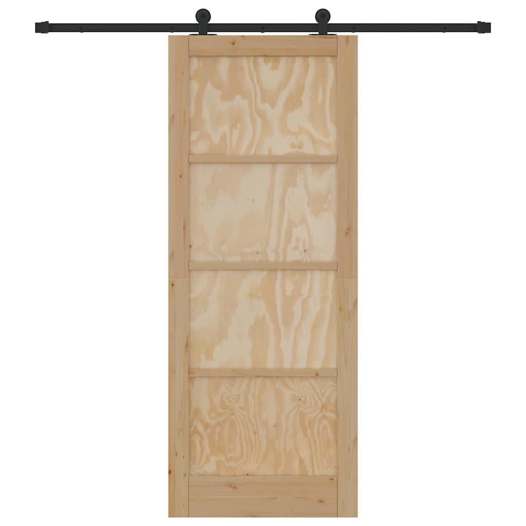 Schiebetür-Set Natur und Schwarz 83 x 211 cm