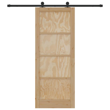 Schiebetür-Set Natur und Schwarz 83 x 211 cm
