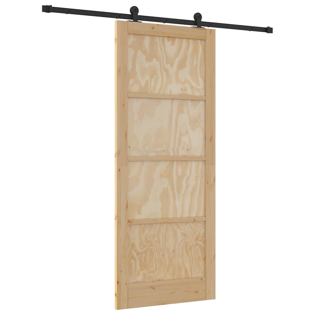 Schiebetür-Set Natur und Schwarz 86 x 211 cm