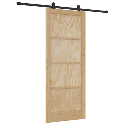 Schiebetür-Set Natur und Schwarz 86 x 211 cm