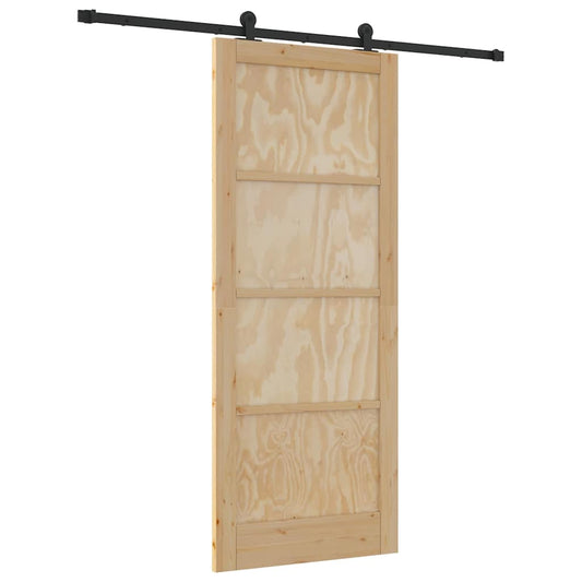 Schiebetür-Set Natur und Schwarz 86 x 211 cm
