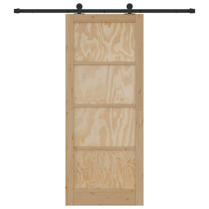 Schiebetür-Set Natur und Schwarz 86 x 211 cm