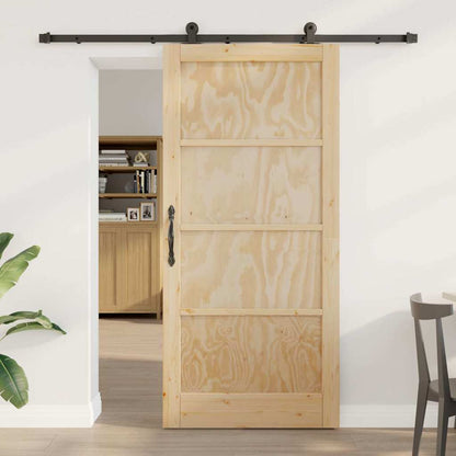 Schiebetür-Set Manuell Natur und Schwarz 93 x 202 cm