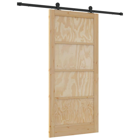 Schiebetür-Set Manuell Natur und Schwarz 93 x 202 cm