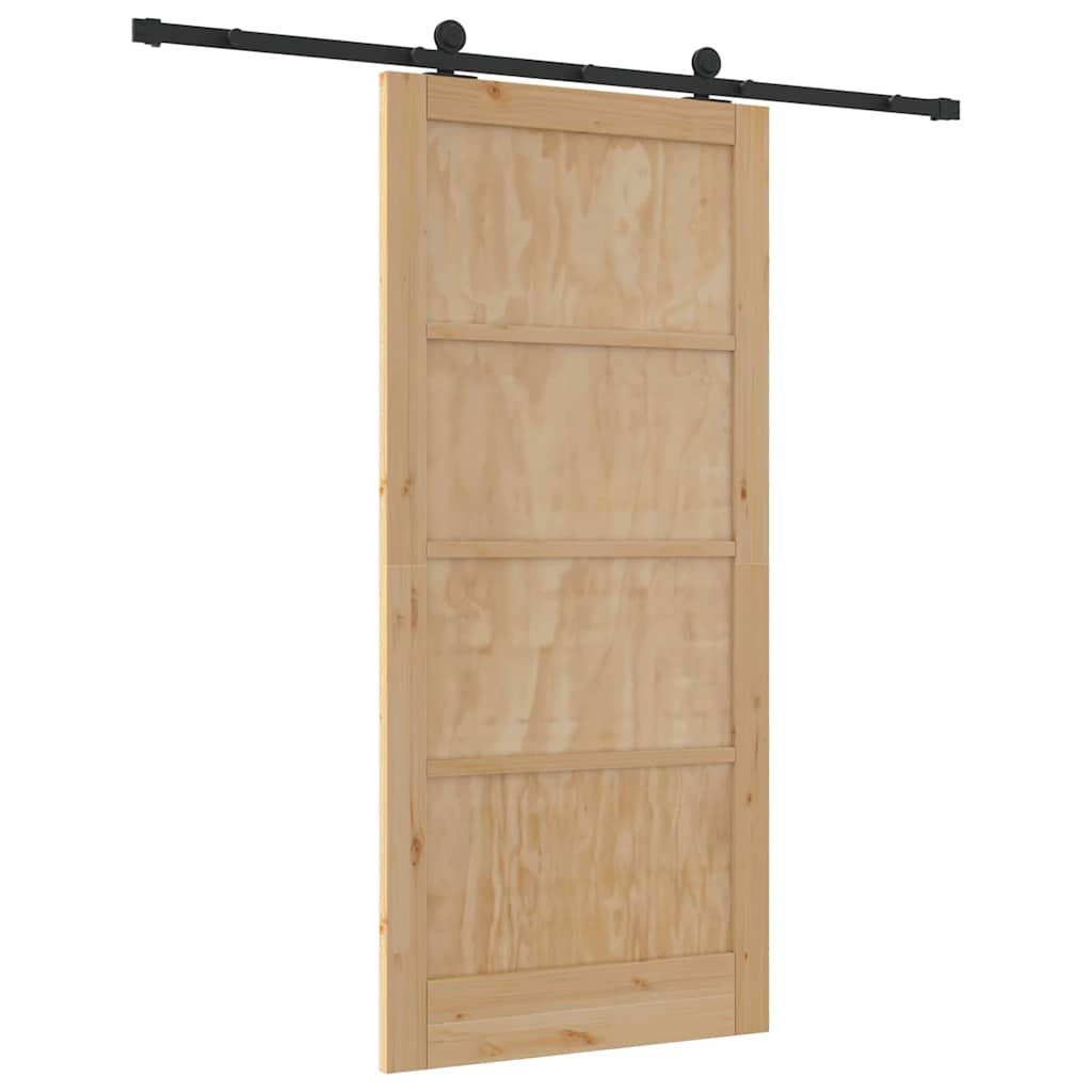 Schiebetür-Set Manuell Natur und Schwarz 93 x 202 cm