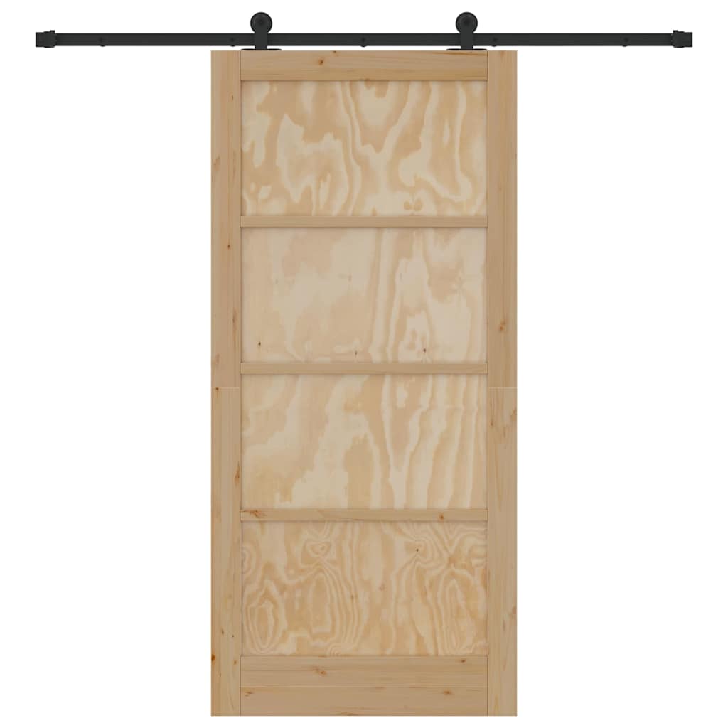 Schiebetür-Set Manuell Natur und Schwarz 93 x 202 cm