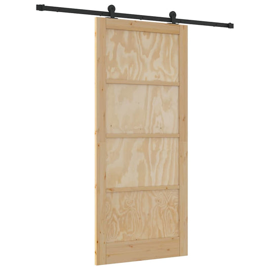 Schiebetür-Set Manuell Natur und Schwarz 93 x 211 cm