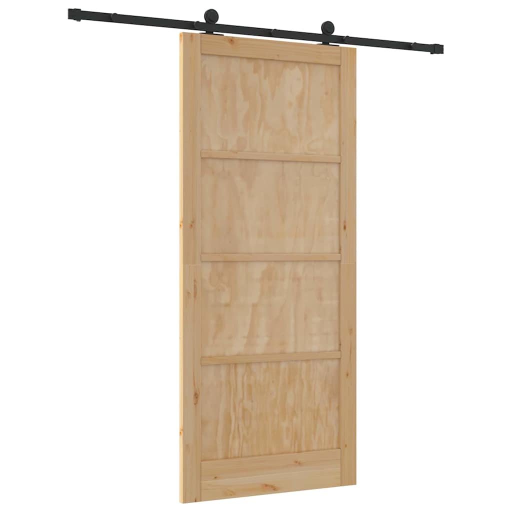 Schiebetür-Set Manuell Natur und Schwarz 93 x 211 cm