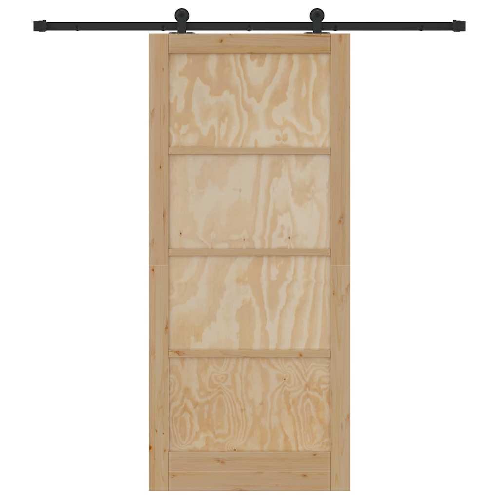 Schiebetür-Set Manuell Natur und Schwarz 93 x 211 cm