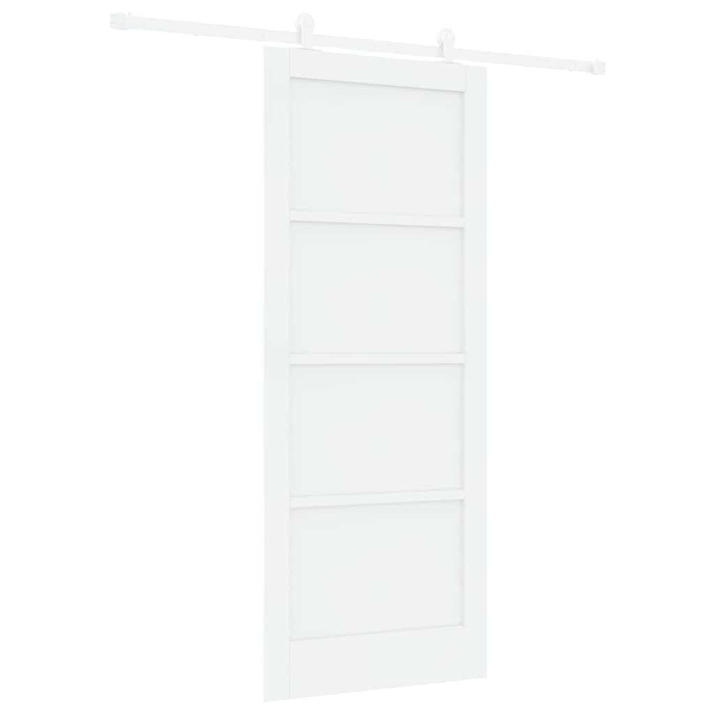 Schiebetür-Set Weiß 83 x 202 cm Massivholz Kiefer und Stahl