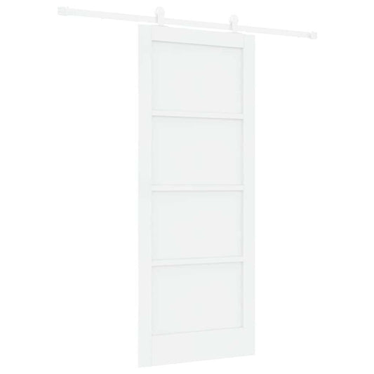 Schiebetür-Set Weiß 83 x 202 cm Massivholz Kiefer und Stahl