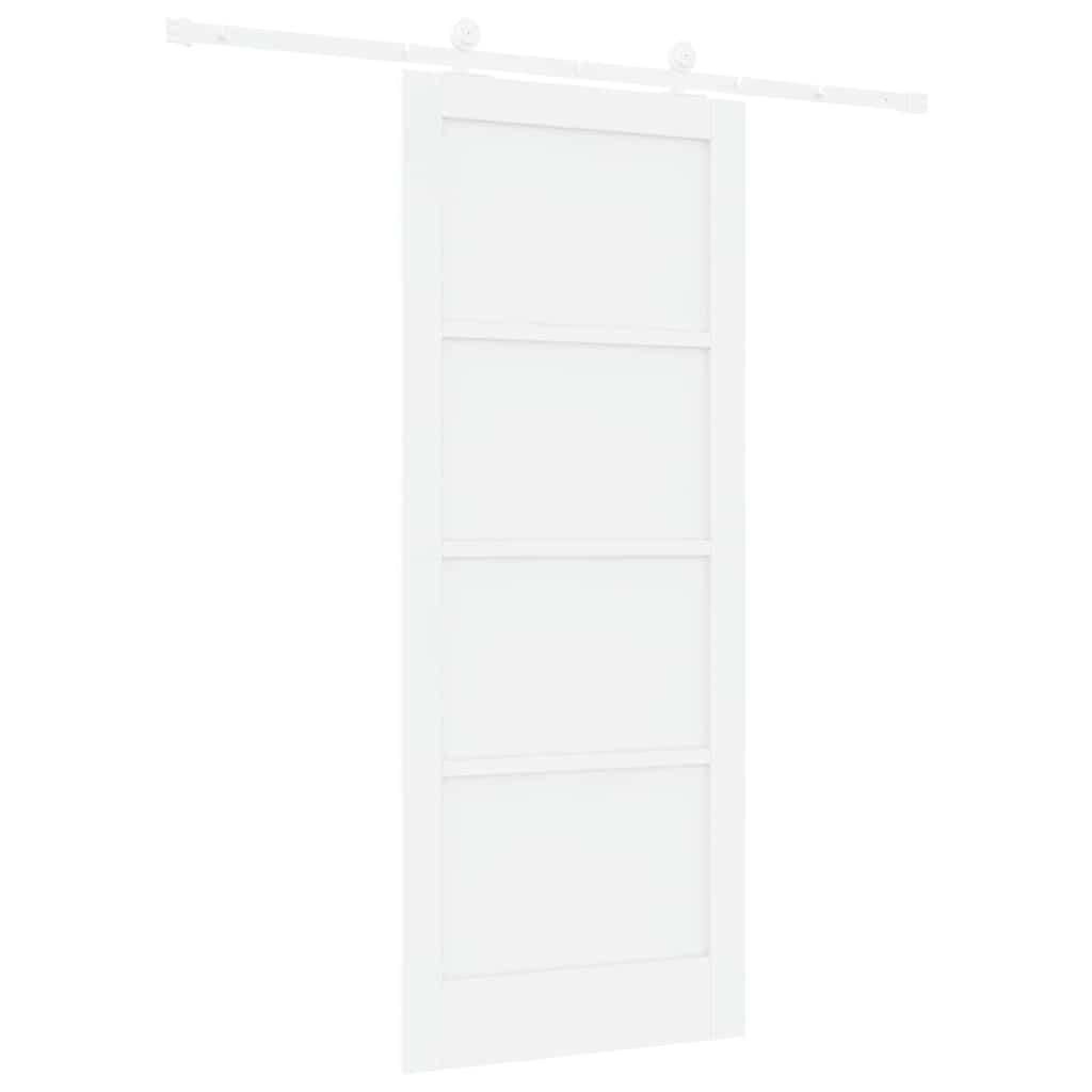 Schiebetür-Set Weiß 83 x 202 cm Massivholz Kiefer und Stahl