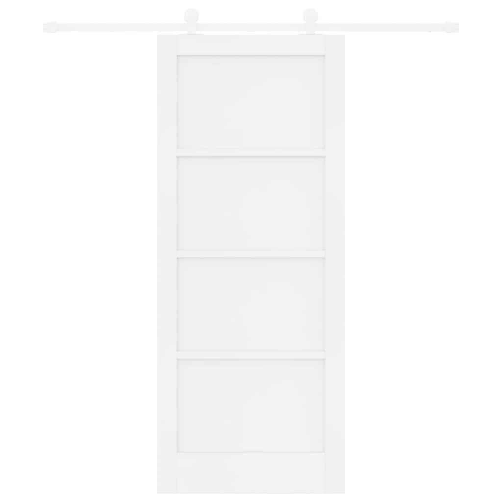Schiebetür-Set Weiß 83 x 202 cm Massivholz Kiefer und Stahl