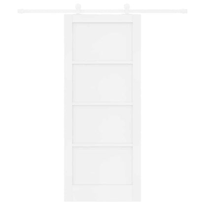Schiebetür-Set Weiß 83 x 202 cm Massivholz Kiefer und Stahl