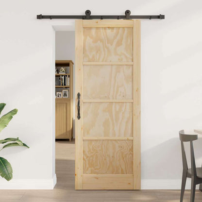 Schiebetür Manuell Natur und Schwarz 78 x 202 cm