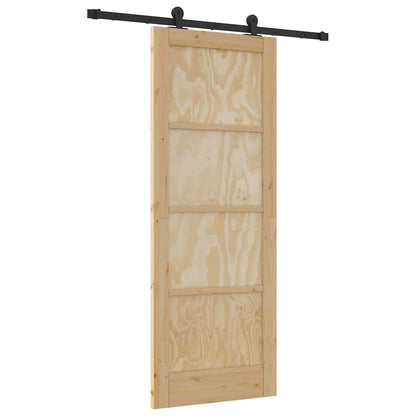 Schiebetür Manuell Natur und Schwarz 78 x 202 cm