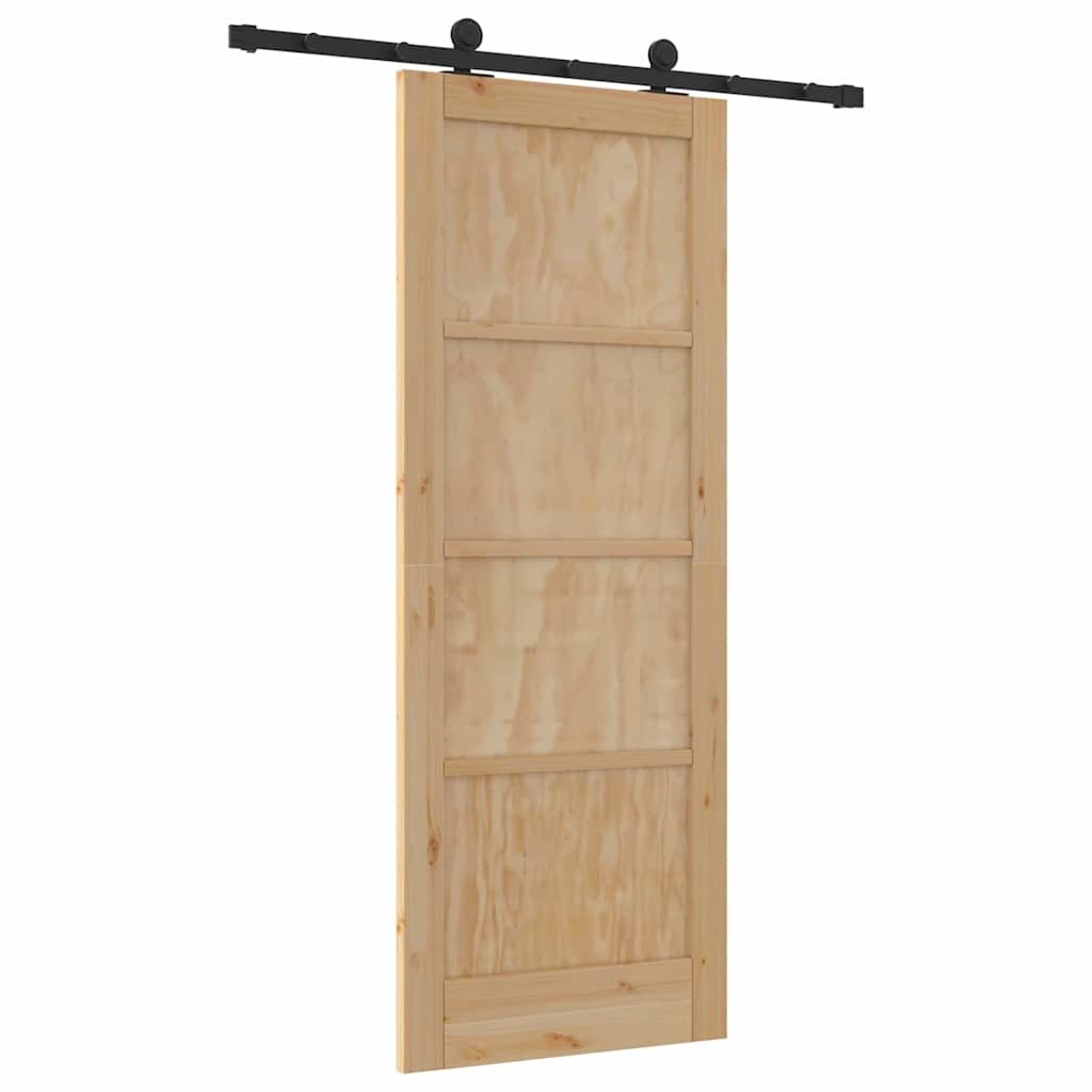 Schiebetür Manuell Natur und Schwarz 78 x 202 cm